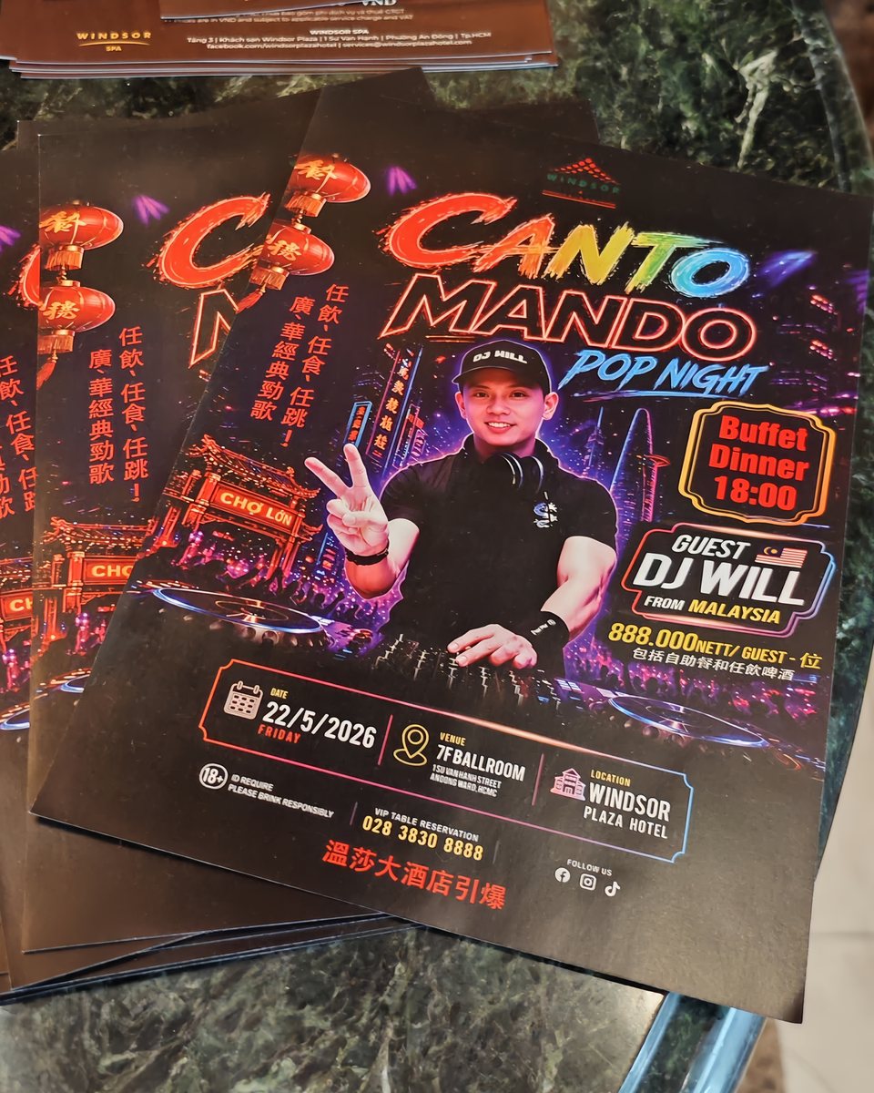 Canto Mando Pop Night flyer with DJ Will as the guest DJ from Malaysia