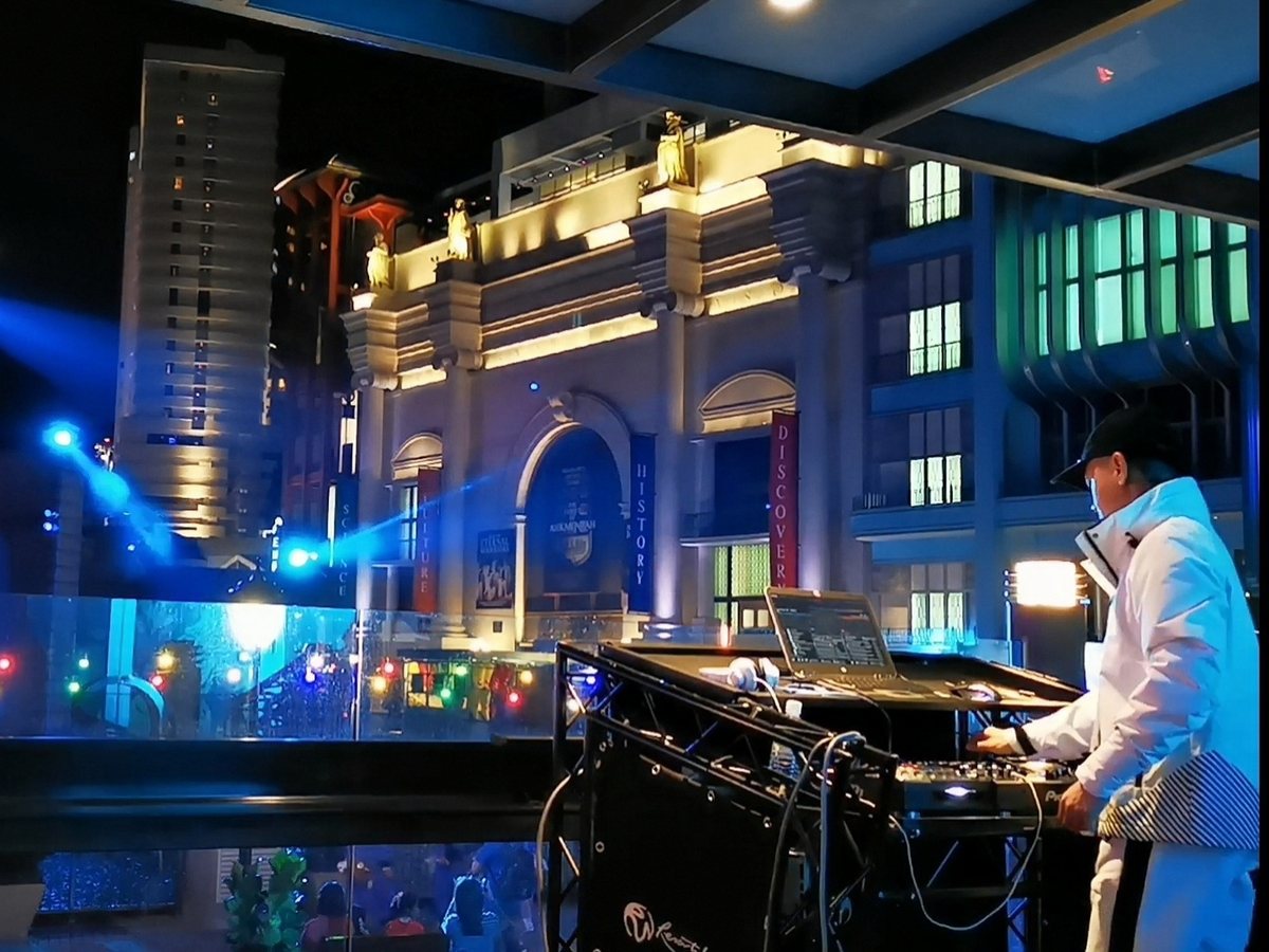 DJ Will playing an outdoor night set at Fuhu, Genting Highlands