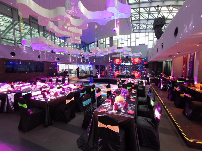 Private-party room dressed with UV chair sashes