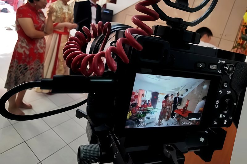 Camera filming a traditional wedding ceremony