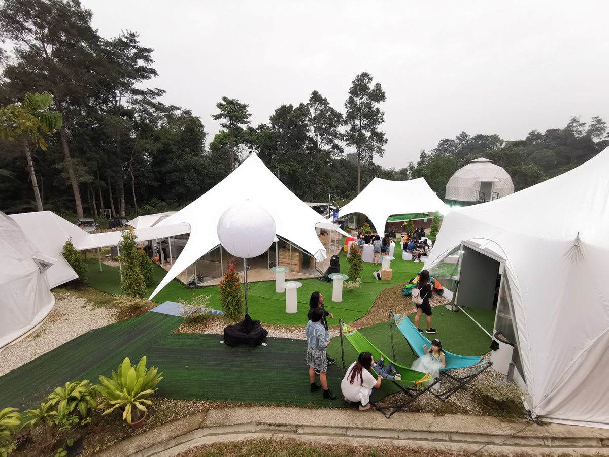 Garden domes and marquees set up for a wedding
