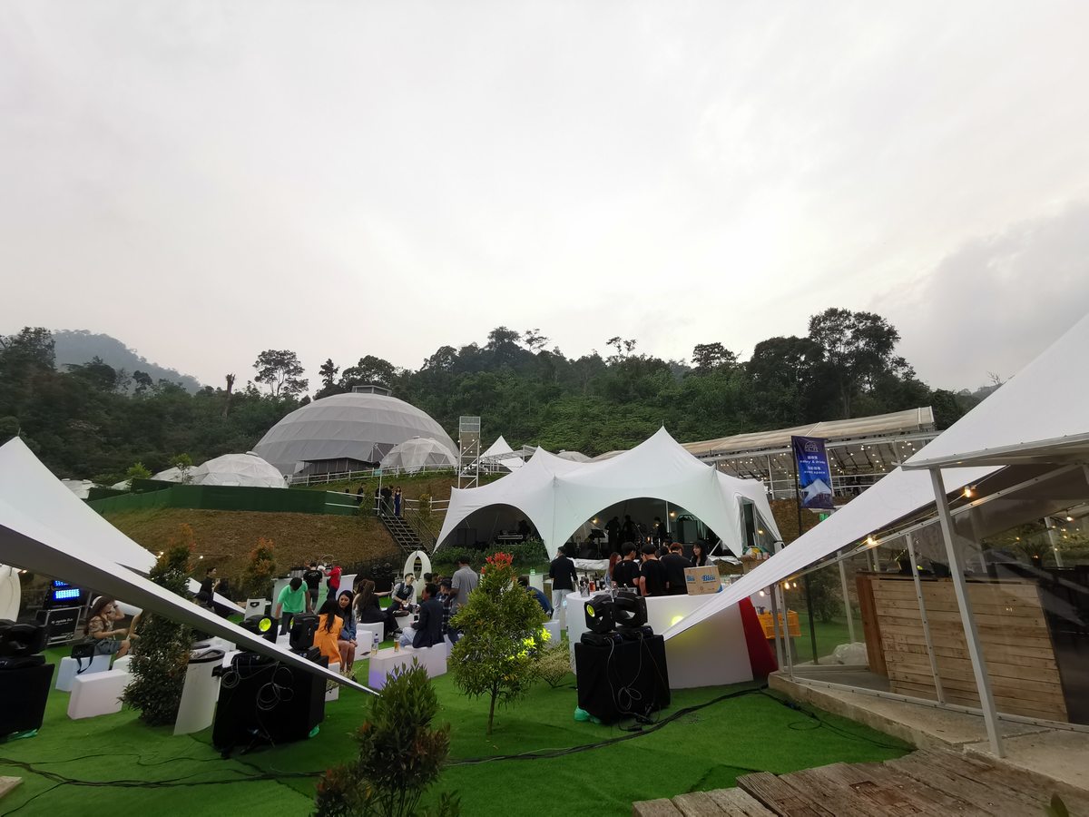 Marquee grounds dressed for an outdoor wedding