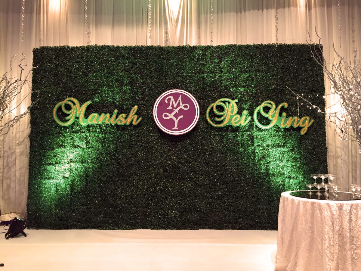 Floral name wall at the reception entrance